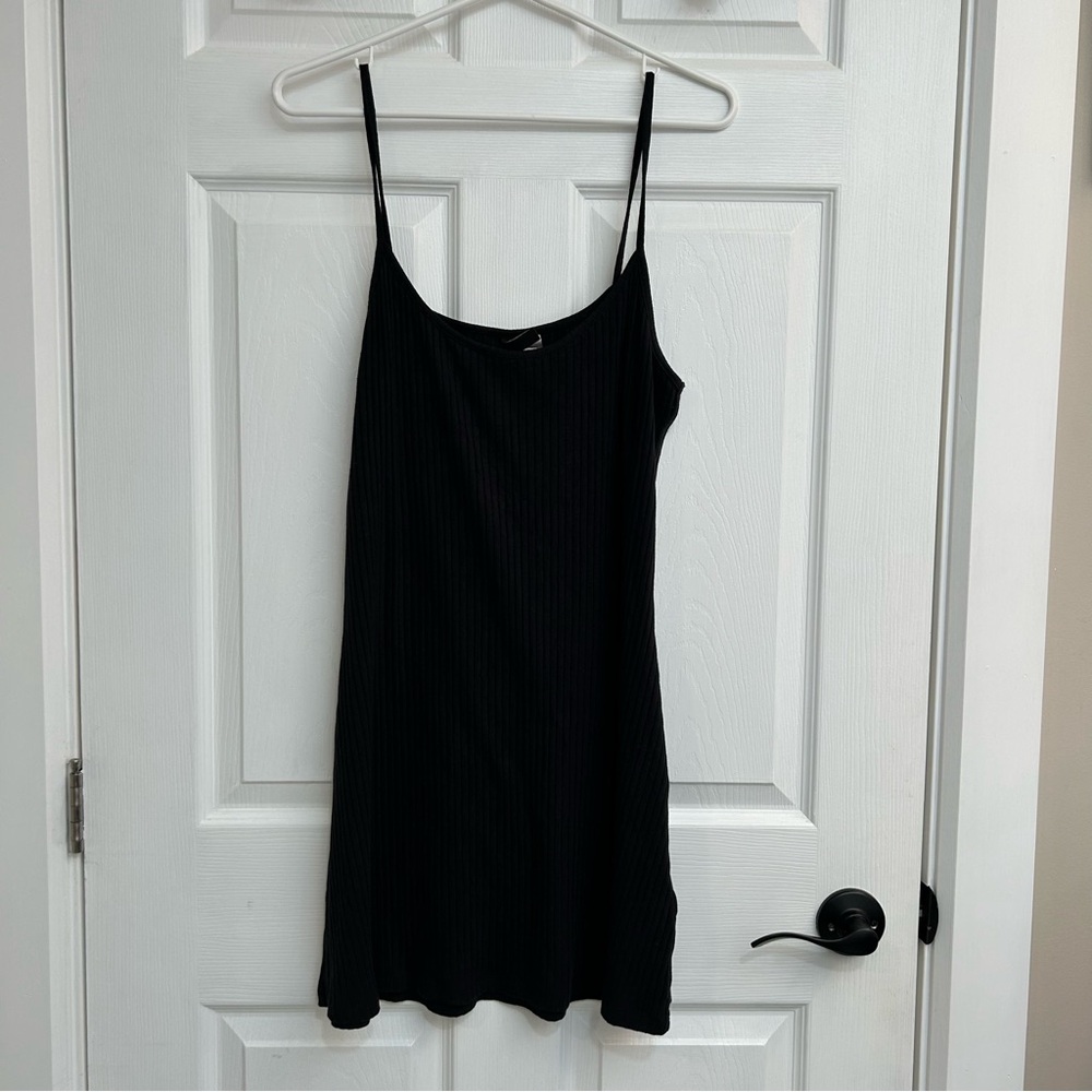 Divided Black Ribbed Dress